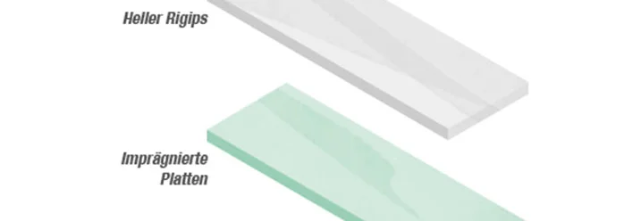 Zwei verschiedenfarbige Rigipsplatten